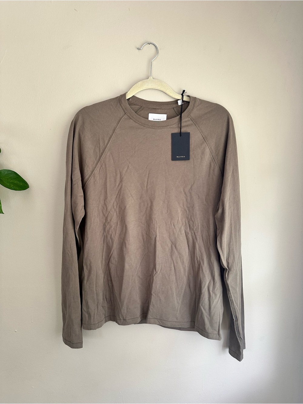 Billy Reid Long-Sleeve Sueded 100% Cotton Crewneck Shirt moss green NWT